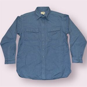 Vintage LL Bean Shirt Men’s Large Blue Chamois Cotton Flannel Button Up Outdoor